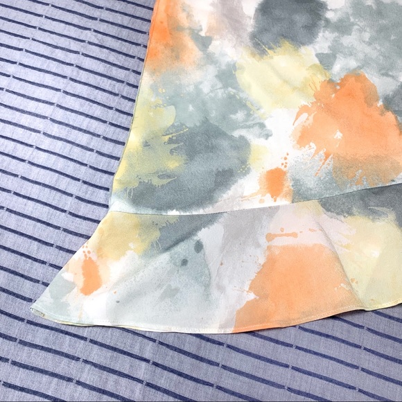 DKNY WATERCOLOR ASYMMETRICAL RUFFLE TOP - Picture 6 of 7